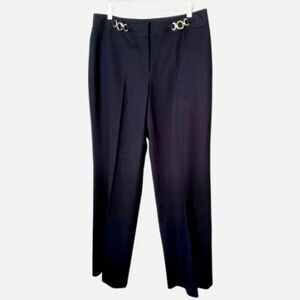 Ann Taylor Margo Straight Leg Pants with Silver Metal Detail Navy Size 10 NWT